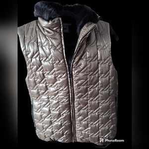 Marc by Marc Jacobs Pewter, Black Faux Fur Vest Women's Size S